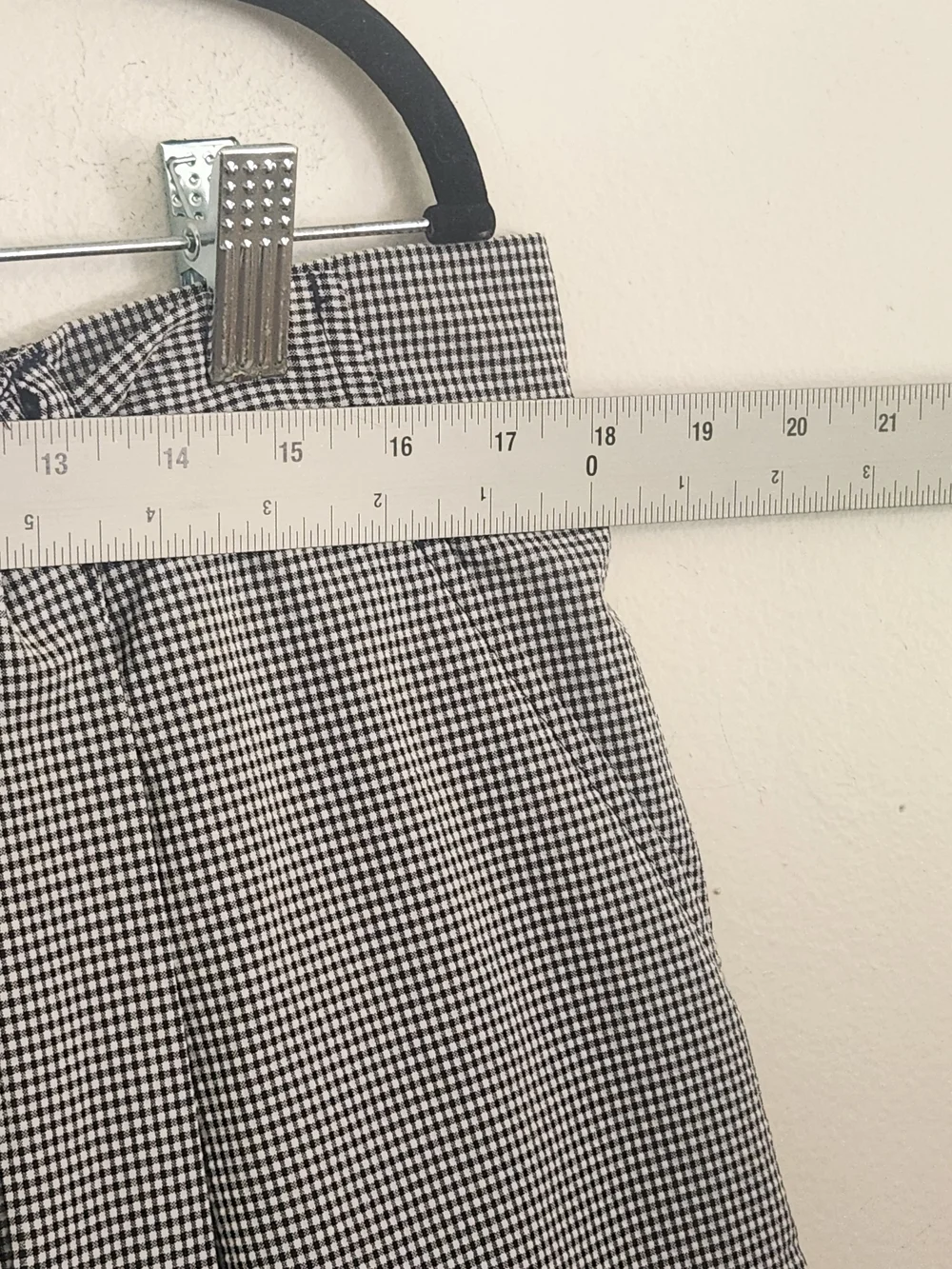 Nicole Miller Navy and White Gingham Tie Waist Shorts Size XL